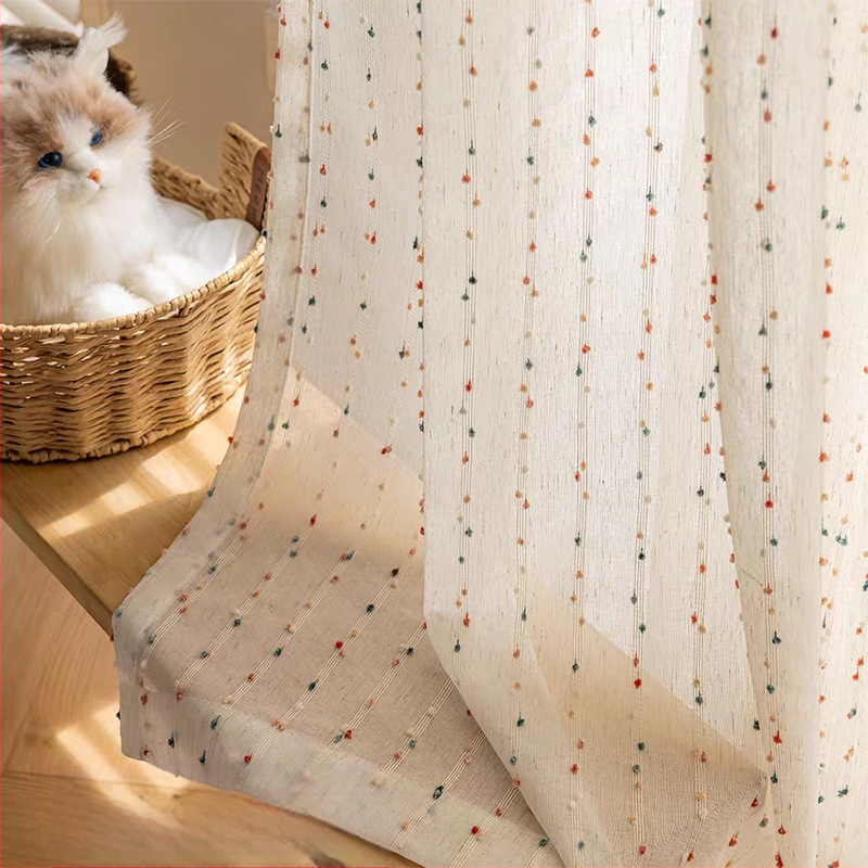 Vaivorykštės saldainių permatoma nepermatoma marlės užuolaida mergaitėms ir berniukams miegamojo įlankos langui, vaikų kambariui, Shaoxing Keqiao lininis langų ekranas