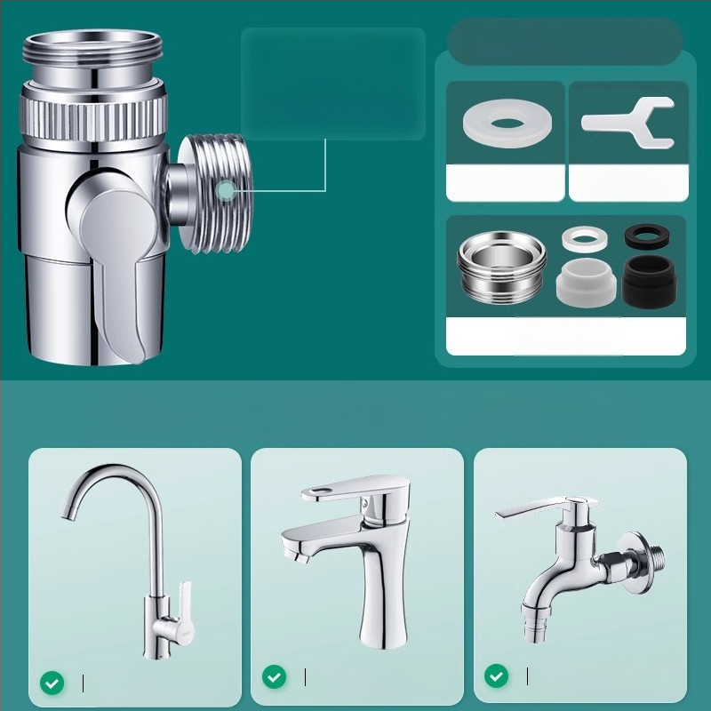 Vodovodný konektor One-to-Two, kuchynské umývadlo, práčka, prívod vody, port na pripojenie potrubia, rozdeľovač vody, môžu používať tisíce kvetov