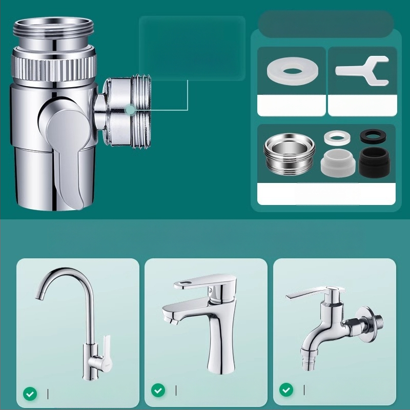 Vodovodný konektor One-to-Two, kuchynské umývadlo, práčka, prívod vody, port na pripojenie potrubia, rozdeľovač vody, môžu používať tisíce kvetov