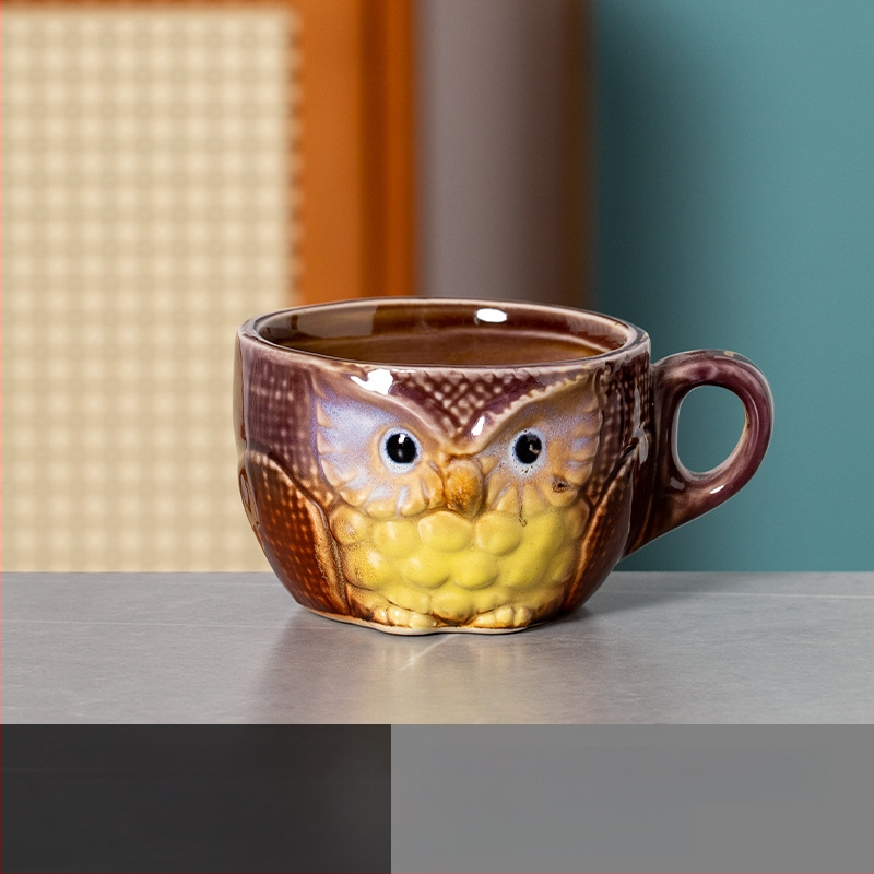 Εξωτερικό Εμπόριο Διασυνοριακός Προμήθεια Κλίβανος Αλλαγή Κινούμενων Σχεδίων Κουκουβάγια Κεραμική Κούπα Κύπελλο Καφέ Οικιακό Γάλα Πρωινό Κύπελλο Νερού Κύπελλο