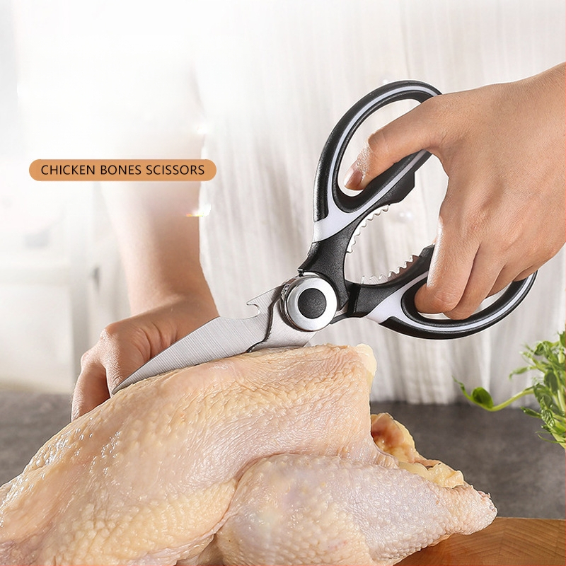 Storos virtuvės žirklės didmeninės prekybos stipriomis vištienos kaulų žirklėmis buitinėms nerūdijančio plieno pandos žirklėms didelėms žirklėms daugiafunkcinėms maisto žirklėms