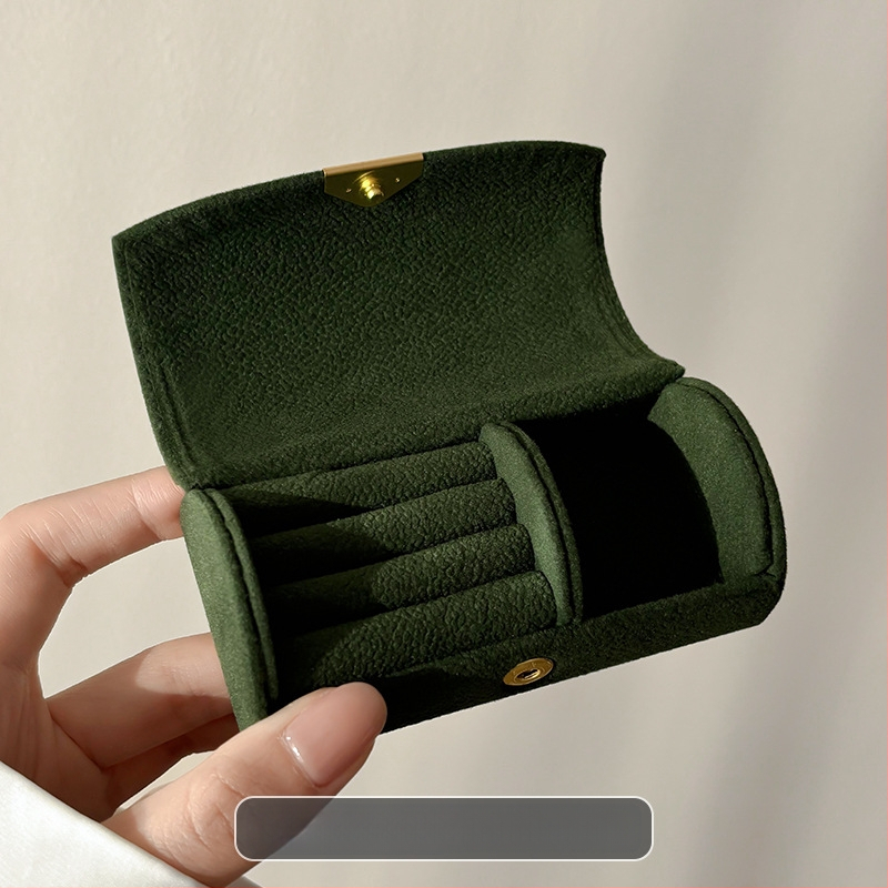 Изящна преносима мини кутия за съхранение на бижута, дамска пътна антиоксидационна пръстен бижута лека луксозна фланелена кутия за бижута