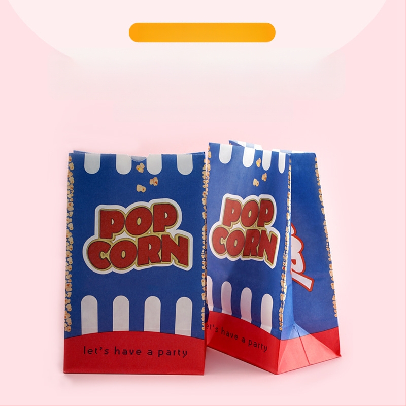 Filmu popkorna papīra maisiņš piknika ballītes popkorna maisiņš sabiezināts eļļas necaurlaidīgs pārklāts kraftpapīra maisiņš pārtikas iepakojuma maisiņš
