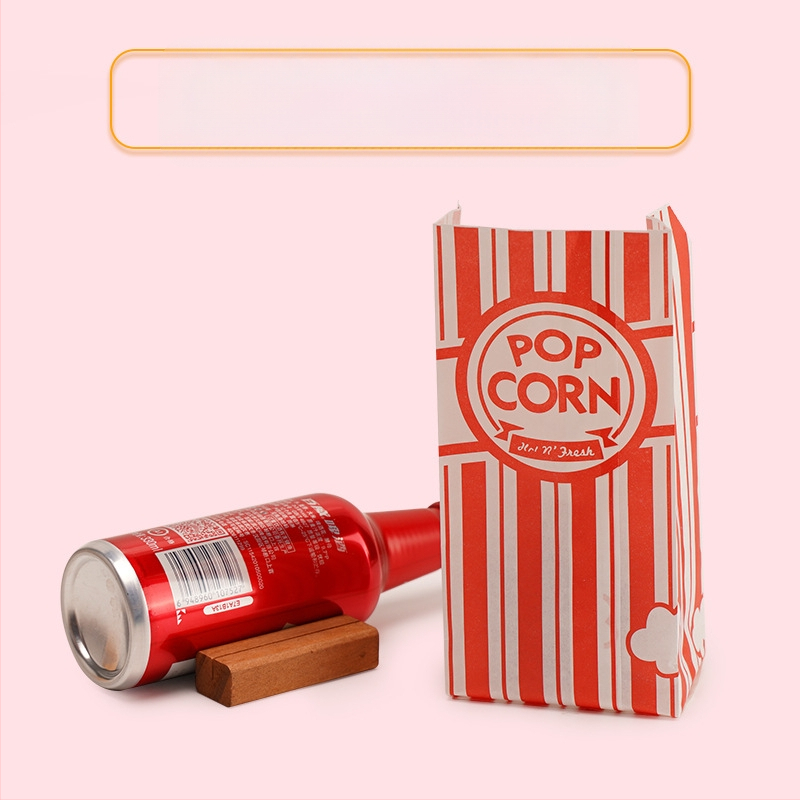 Filmu popkorna papīra maisiņš piknika ballītes popkorna maisiņš sabiezināts eļļas necaurlaidīgs pārklāts kraftpapīra maisiņš pārtikas iepakojuma maisiņš