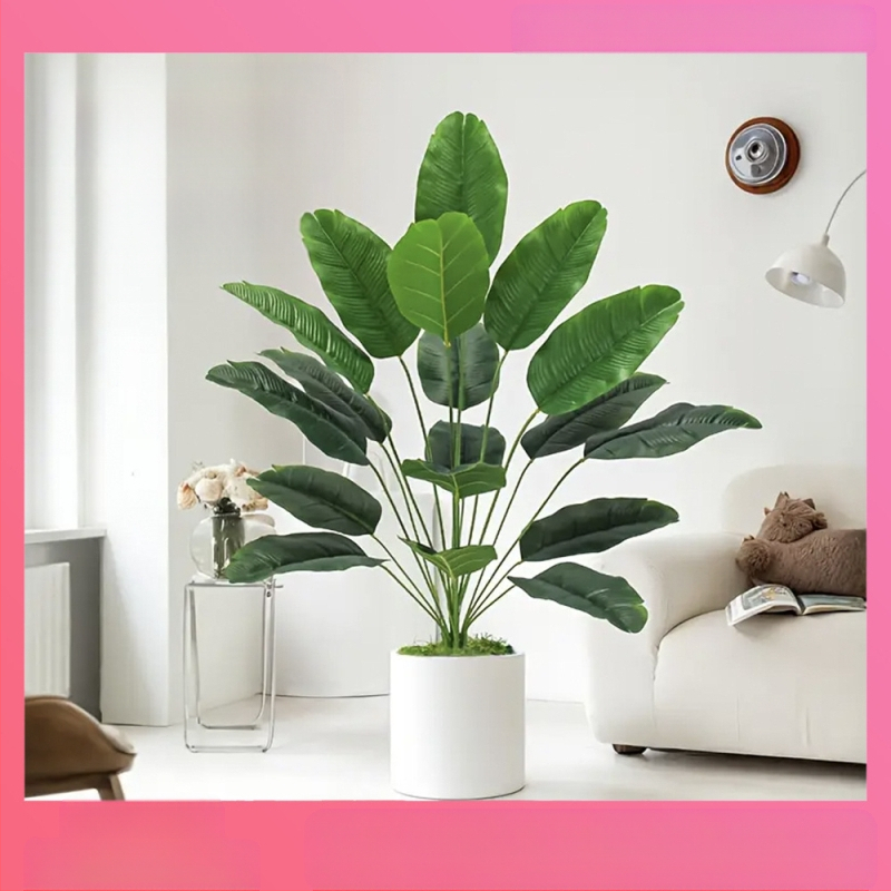 Mākslīgais tropu simulācijas augs ar lieliem banānu lapu dekoratīviem rotājumiem viesistabas biroja vietas dekorēšanai