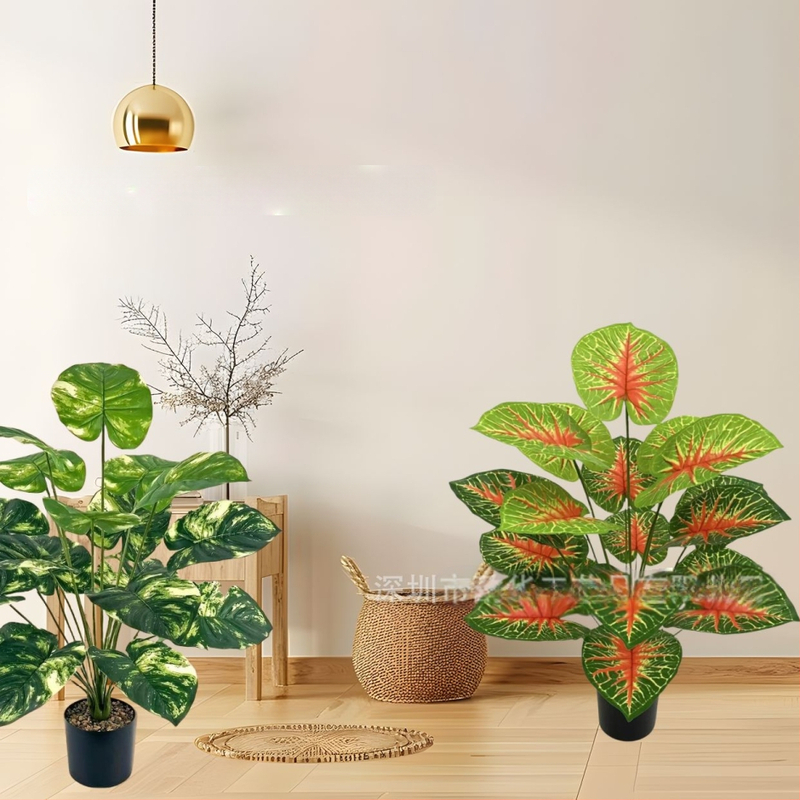 Zaļo augu kombinācijas simulācija, raibums, zaļa roze, sarkana sirds lapa, liels Ziemeļvalstu vēja augs, pods, mājas dekors, pārrobežu ekskluzīvs