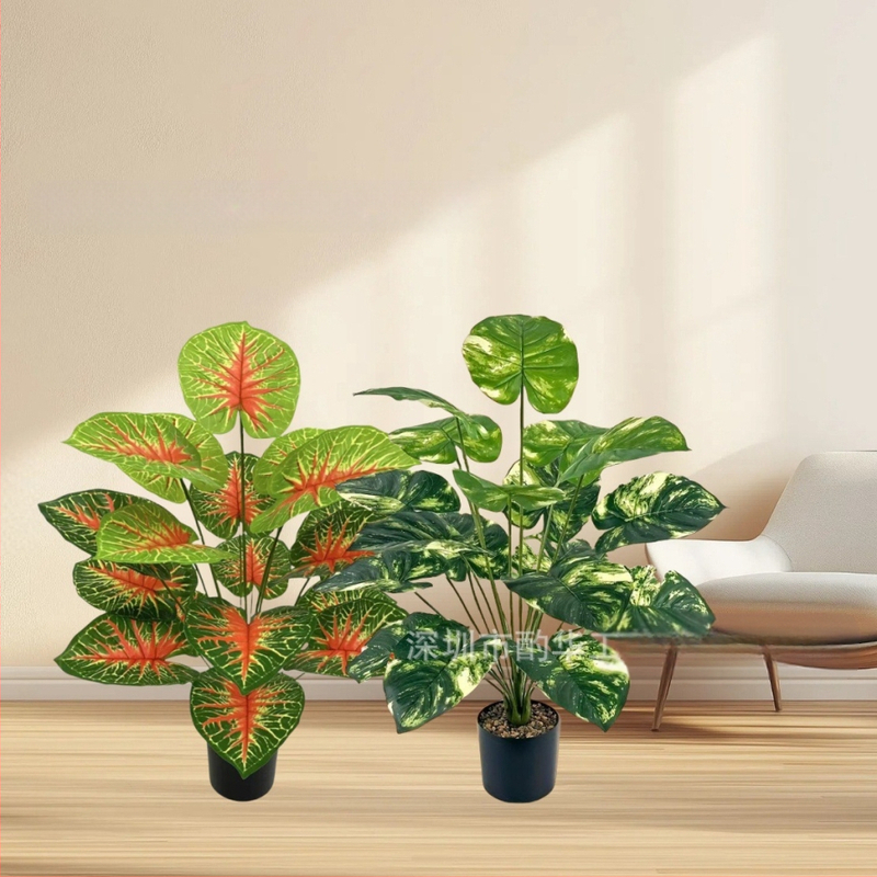 Zaļo augu kombinācijas simulācija, raibums, zaļa roze, sarkana sirds lapa, liels Ziemeļvalstu vēja augs, pods, mājas dekors, pārrobežu ekskluzīvs