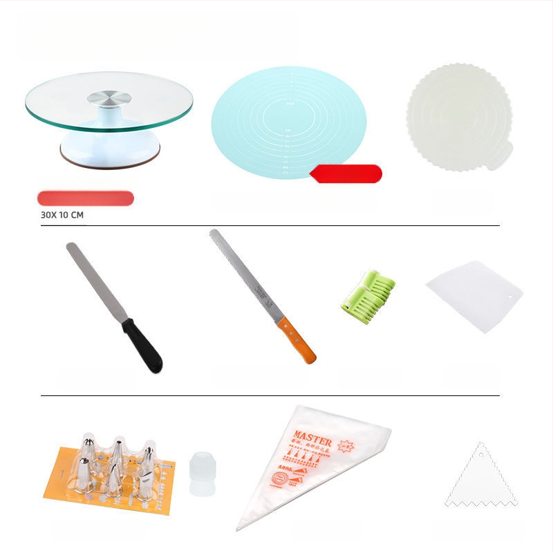 Torto kepimo stalo kepimo įrankių rinkinys, aliuminio lydinio padėklas, besisukantis tepinėlis, buitinis komercinis dekoravimo kepimo stalas