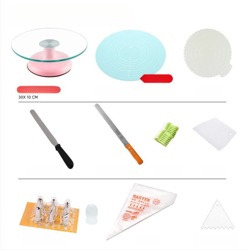 Torto kepimo stalo kepimo įrankių rinkinys, aliuminio lydinio padėklas, besisukantis tepinėlis, buitinis komercinis dekoravimo kepimo stalas