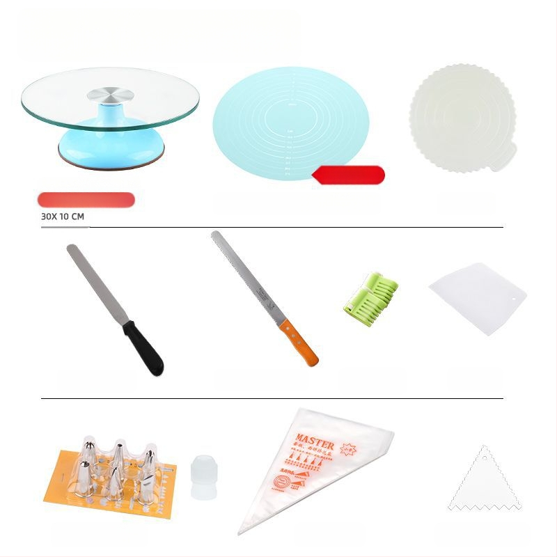Torto kepimo stalo kepimo įrankių rinkinys, aliuminio lydinio padėklas, besisukantis tepinėlis, buitinis komercinis dekoravimo kepimo stalas
