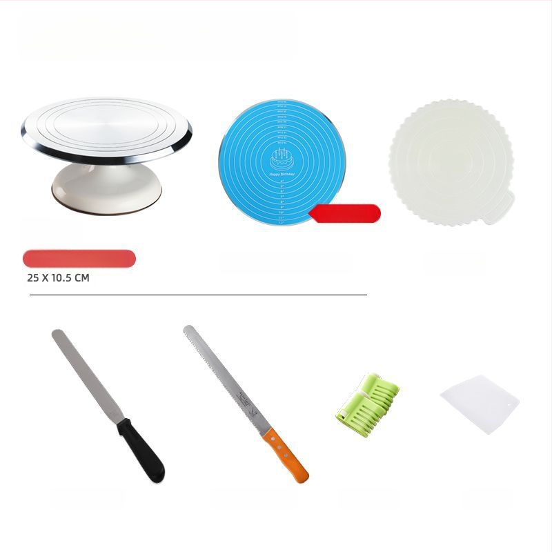 Torto kepimo stalo kepimo įrankių rinkinys, aliuminio lydinio padėklas, besisukantis tepinėlis, buitinis komercinis dekoravimo kepimo stalas