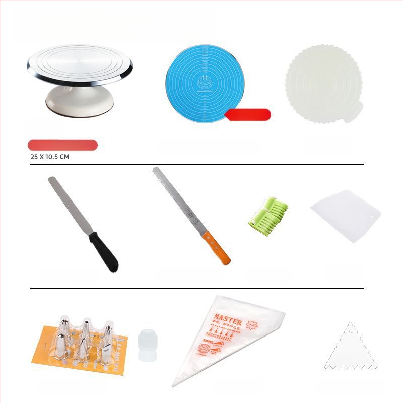 Torto kepimo stalo kepimo įrankių rinkinys, aliuminio lydinio padėklas, besisukantis tepinėlis, buitinis komercinis dekoravimo kepimo stalas