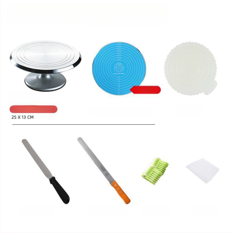 Torto kepimo stalo kepimo įrankių rinkinys, aliuminio lydinio padėklas, besisukantis tepinėlis, buitinis komercinis dekoravimo kepimo stalas
