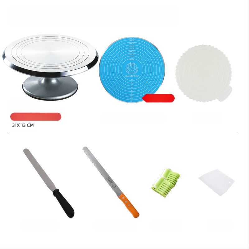 Torto kepimo stalo kepimo įrankių rinkinys, aliuminio lydinio padėklas, besisukantis tepinėlis, buitinis komercinis dekoravimo kepimo stalas