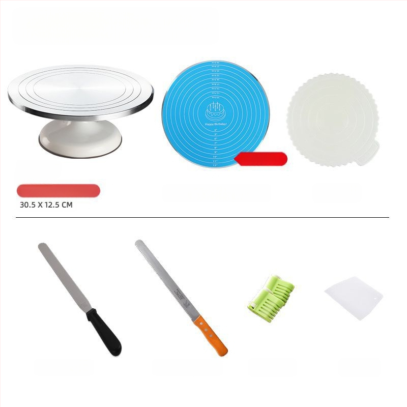 Torto kepimo stalo kepimo įrankių rinkinys, aliuminio lydinio padėklas, besisukantis tepinėlis, buitinis komercinis dekoravimo kepimo stalas