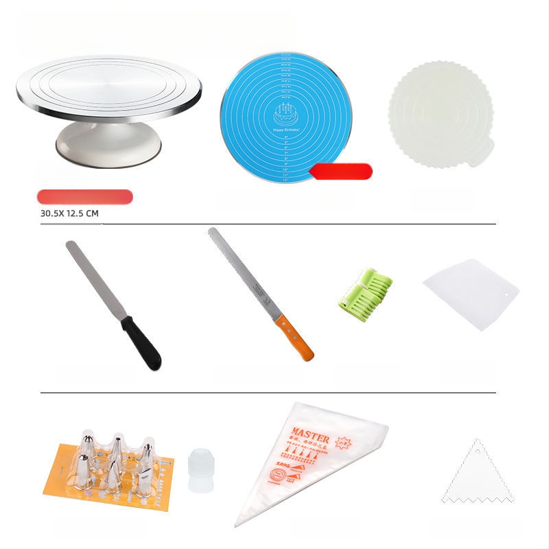 Torto kepimo stalo kepimo įrankių rinkinys, aliuminio lydinio padėklas, besisukantis tepinėlis, buitinis komercinis dekoravimo kepimo stalas