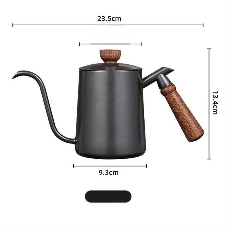 600 ml medžio masyvo rankenos pakabinamas kavos virimo puodas su ausimis, nerūdijančio plieno, plonos burnos puodas, smailios burnos puodas, ilgas burnos puodas, rankinis lauko puodas