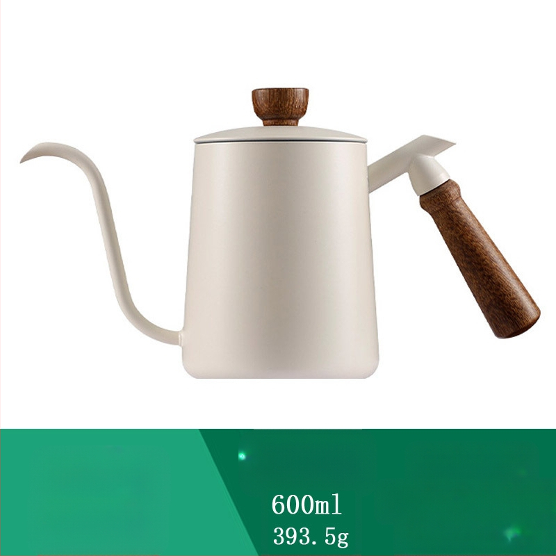 600 ml medžio masyvo rankenos pakabinamas kavos virimo puodas su ausimis, nerūdijančio plieno, plonos burnos puodas, smailios burnos puodas, ilgas burnos puodas, rankinis lauko puodas