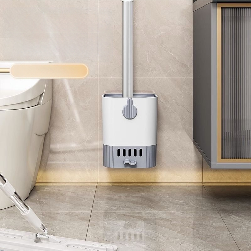 Prie sienos tvirtinamas tualetinis šepetys be nukritusio kampo tualeto vonios kambario buitinis valymo šepetys su drenažo padėklu