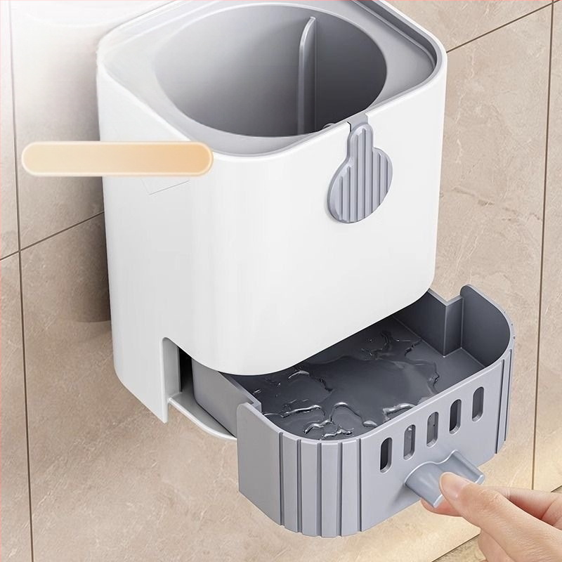 Prie sienos tvirtinamas tualetinis šepetys be nukritusio kampo tualeto vonios kambario buitinis valymo šepetys su drenažo padėklu