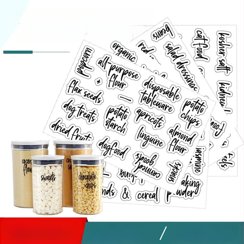 157 tarpvalstybinės virtuvės maisto skardinių permatomos lipdukų, vandeniui ir aliejui atsparių įvairių grūdų duonos plastikinės laikymo dėžės klasifikacijos etiketės