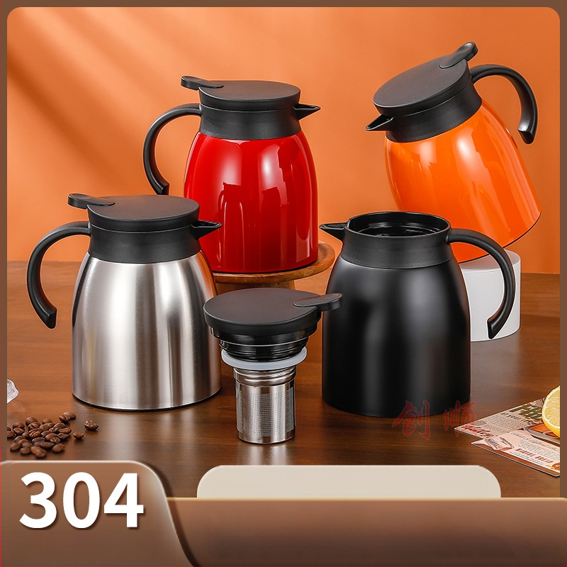 304 nerūdijančio plieno termosas su arbatos nutekėjimo kavos virduliu dvigubas vakuuminis virdulys 1,0 l termoso butelis viešbučio reikmenys