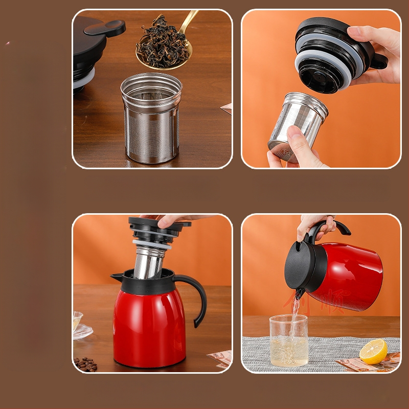 304 nerūdijančio plieno termosas su arbatos nutekėjimo kavos virduliu dvigubas vakuuminis virdulys 1,0 l termoso butelis viešbučio reikmenys