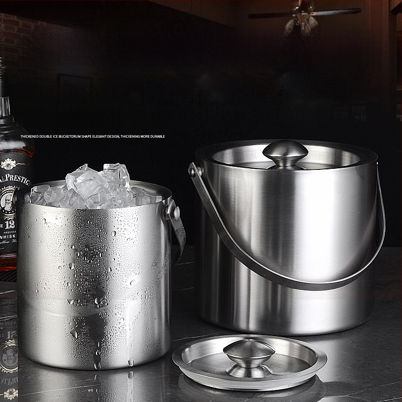 Кофа за лед от неръждаема стомана, кофа за лед, преносима кофа за бира, бар, KTV, изолация за бира и шампанско, кофа за лед, кофа от неръждаема стомана