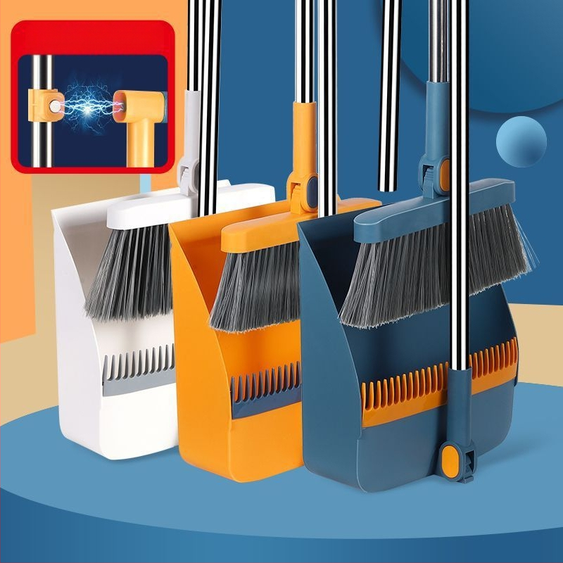 Magnetinė stora sulankstoma šluota, šiukšliadėžės rinkinys, kombinuotas buitinis grindų šepetys, trijų funkcijų, taupanti vietą