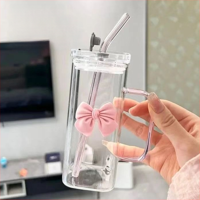 Κύπελλο με λαβή σε σκόνη, υψηλής ποιότητας βοριοπυριτικό, υψηλής ποιότητας χρωματική αξία, τσάι φρούτων, καφές, γάλα, διαφανές τετράγωνο κύπελλο βεντούζας