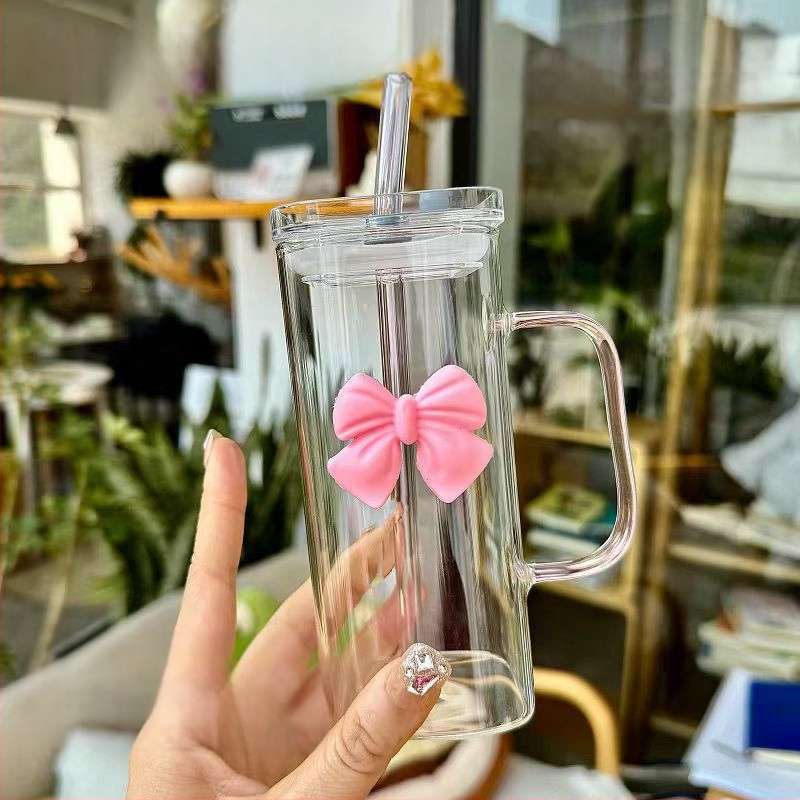 Κύπελλο με λαβή σε σκόνη, υψηλής ποιότητας βοριοπυριτικό, υψηλής ποιότητας χρωματική αξία, τσάι φρούτων, καφές, γάλα, διαφανές τετράγωνο κύπελλο βεντούζας