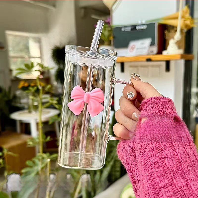 Κύπελλο με λαβή σε σκόνη, υψηλής ποιότητας βοριοπυριτικό, υψηλής ποιότητας χρωματική αξία, τσάι φρούτων, καφές, γάλα, διαφανές τετράγωνο κύπελλο βεντούζας