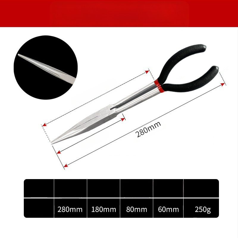 Skersinės prailginimo replės smailiomis nosimis, tinka 11 colių O formos užspaudimo galvutei, uždegimo žvakių išjungimo replėms, alyvos vamzdžių atskyrimo replėms