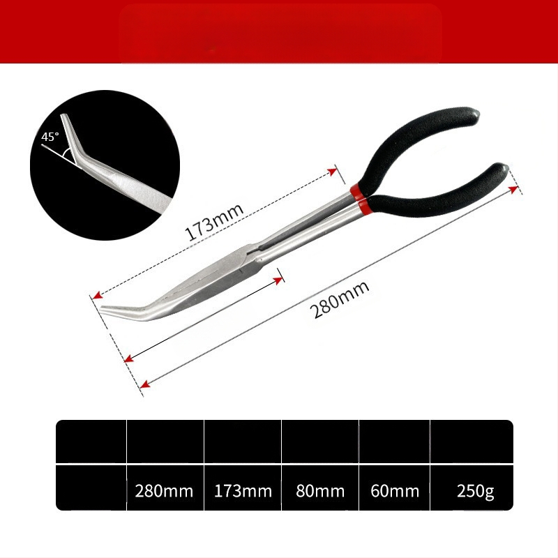 Skersinės prailginimo replės smailiomis nosimis, tinka 11 colių O formos užspaudimo galvutei, uždegimo žvakių išjungimo replėms, alyvos vamzdžių atskyrimo replėms