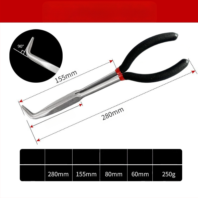 Skersinės prailginimo replės smailiomis nosimis, tinka 11 colių O formos užspaudimo galvutei, uždegimo žvakių išjungimo replėms, alyvos vamzdžių atskyrimo replėms