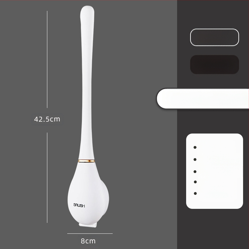 Tualetinis šepetys be aklavietės kampo su dugnu, pakabinamas ant sienos, silikoninis valymo šepetys tualetui su skylėmis