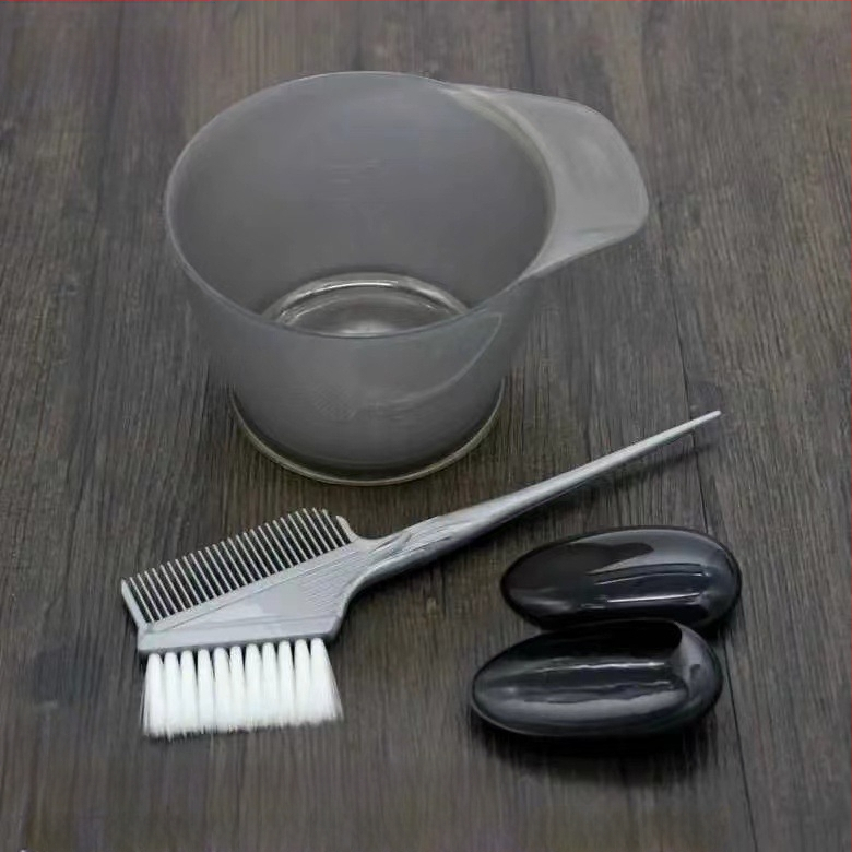 Plaukų dažymo įrankiai, tinkantys buitiniam aliejaus apdorojimui, skara, didelis plaukų dažymo dubuo, šukos, profesionalūs plaukų produktai, minkštas šepetys, ausų kaukė