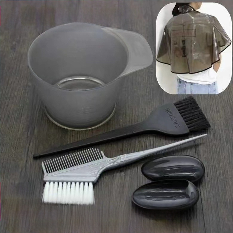 Plaukų dažymo įrankiai, tinkantys buitiniam aliejaus apdorojimui, skara, didelis plaukų dažymo dubuo, šukos, profesionalūs plaukų produktai, minkštas šepetys, ausų kaukė