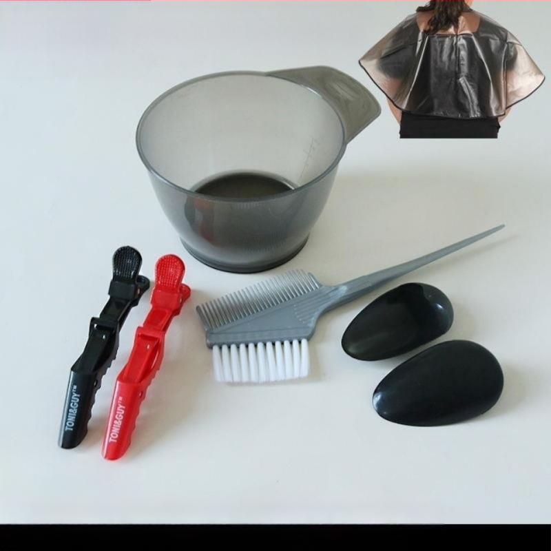 Plaukų dažymo įrankiai, tinkantys buitiniam aliejaus apdorojimui, skara, didelis plaukų dažymo dubuo, šukos, profesionalūs plaukų produktai, minkštas šepetys, ausų kaukė