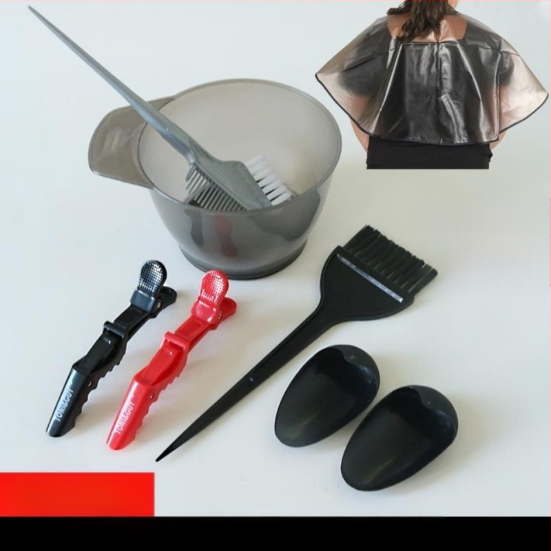 Plaukų dažymo įrankiai, tinkantys buitiniam aliejaus apdorojimui, skara, didelis plaukų dažymo dubuo, šukos, profesionalūs plaukų produktai, minkštas šepetys, ausų kaukė