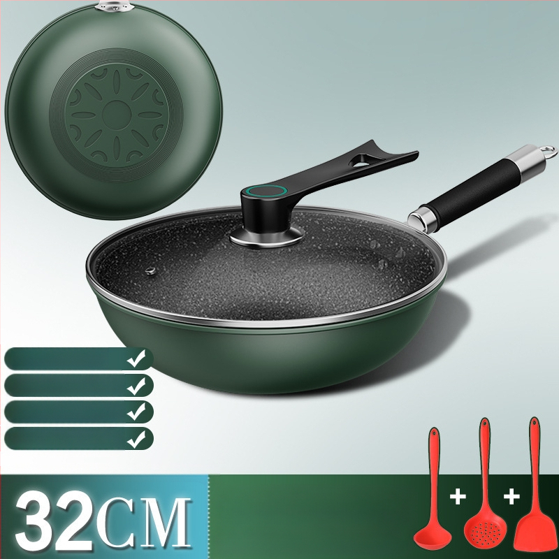 Tehase otsemüük majapidamises kasutatava maifani kiviauruti wok majapidamises kasutatav lame mittenakkuva panniga pliit universaalne libisemiskindla käepidemega hulgimüük