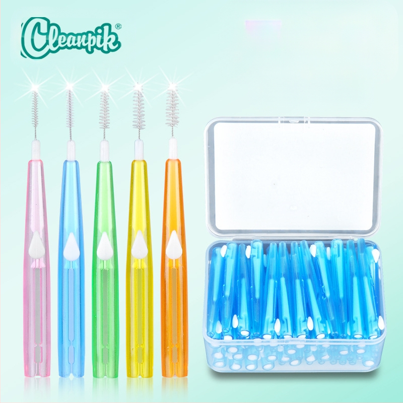 Euroopa ja Ameerika piiriülesed hambavaheharjad, 60 tükki, tõmmates-lükates hambavaheharju, ortodontiline hambahari, Korea roostevabast terasest pehmete harjastega hambavaheharjad