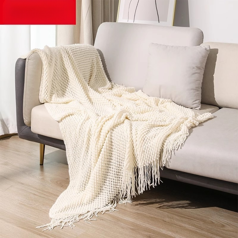 Kašmyro tipo paprastas keturių metų laikų universalus sofos antklodė, šiaurietiško stiliaus kutais dekoruota lovos antklodė, dekoratyvinė kambario antklodė su oro kondicionieriumi.