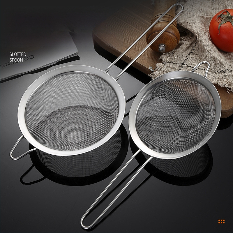 304 nerūdijančio plieno sietelis, vienos ausies, dviejų linijų, didelis kiaurasamtis, miltų tinklelis, sojų pieno sietelis, virtuvės aliejaus likučių tinklelis, aliejaus grotelės