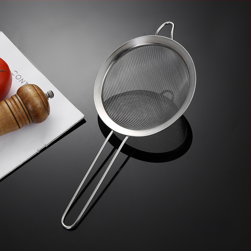 304 nerūdijančio plieno sietelis, vienos ausies, dviejų linijų, didelis kiaurasamtis, miltų tinklelis, sojų pieno sietelis, virtuvės aliejaus likučių tinklelis, aliejaus grotelės