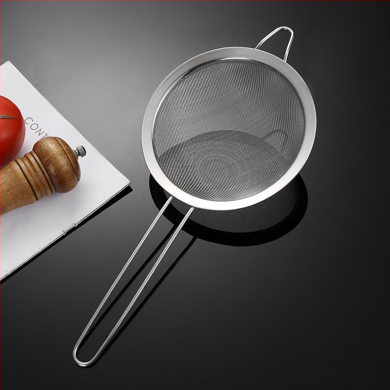 304 nerūdijančio plieno sietelis, vienos ausies, dviejų linijų, didelis kiaurasamtis, miltų tinklelis, sojų pieno sietelis, virtuvės aliejaus likučių tinklelis, aliejaus grotelės