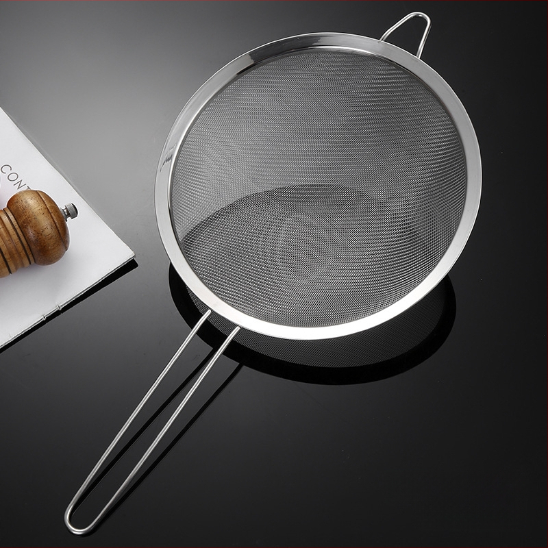 304 nerūdijančio plieno sietelis, vienos ausies, dviejų linijų, didelis kiaurasamtis, miltų tinklelis, sojų pieno sietelis, virtuvės aliejaus likučių tinklelis, aliejaus grotelės