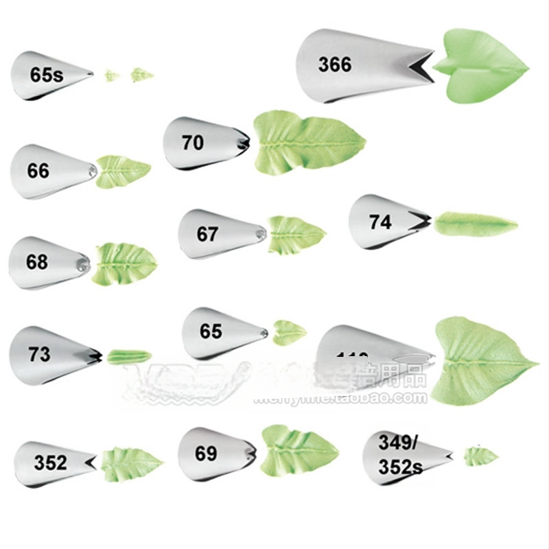 Keskmise suurusega ja suured lehed lameda suuga mitmekordse roostevabast terasest kondiitritoodete otsikuga koorepihusti kookikreemi kaunistamiseks