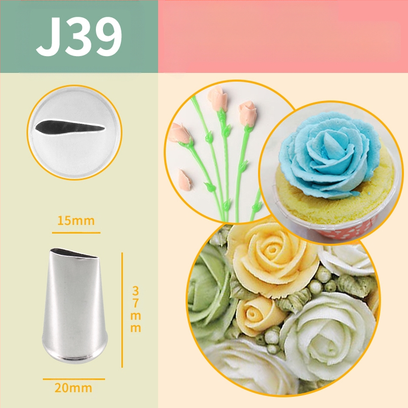 Sirge roosiga kinnitatud suu, 4-osaline kroonlehe suu, roostevabast terasest kreemikaunistustega küpsetamisvahend, eriti suur lame suu