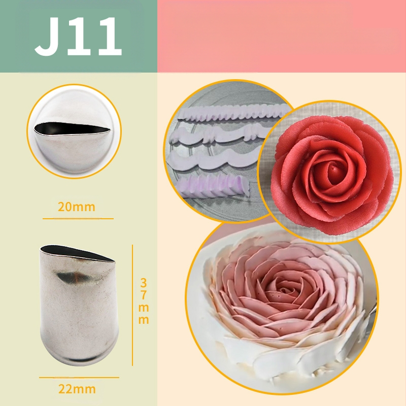 Sirge roosiga kinnitatud suu, 4-osaline kroonlehe suu, roostevabast terasest kreemikaunistustega küpsetamisvahend, eriti suur lame suu